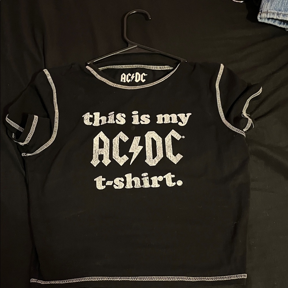 AC/DC Kids Black Tee with White Stitching